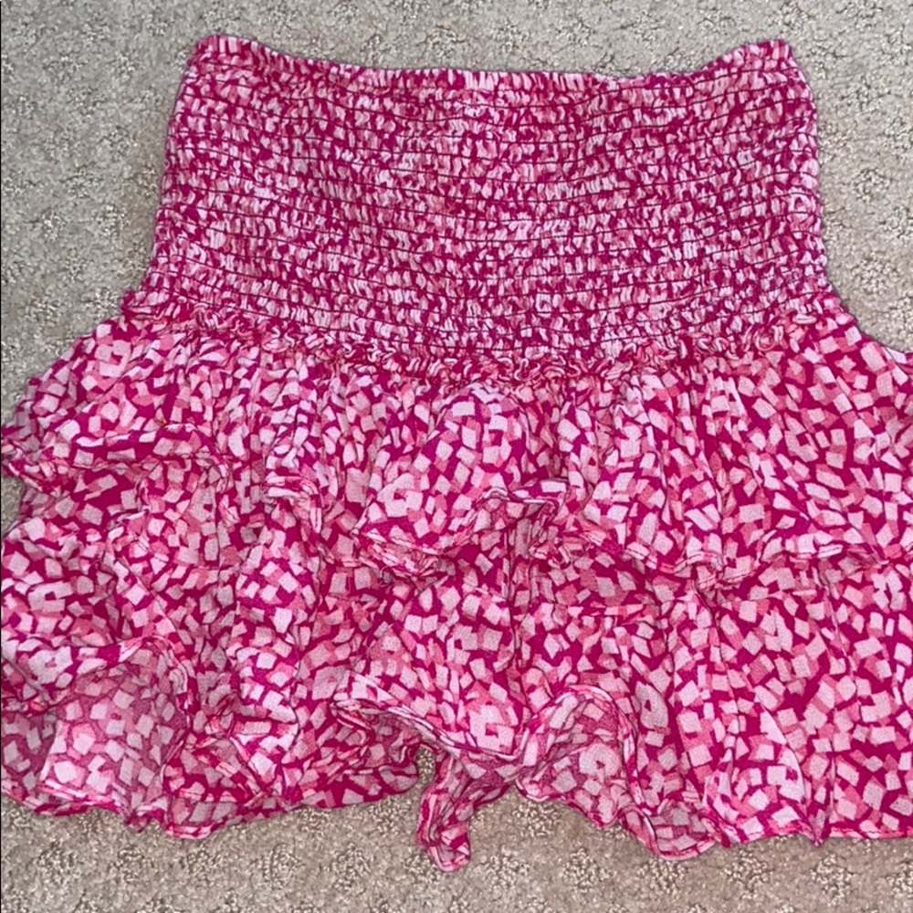 Pink ruffle mini skirt